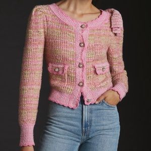 LoveShackFancy Chantria Crop Cardigan in Majestic Pink Sold Out